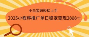 2025小程序推广单日稳定变现多张，一部手机即可操作，小白宝妈轻松上手【揭秘】-第一资源库