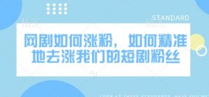 网剧如何涨粉,如何精准地去涨我们的短剧粉丝-第一资源库