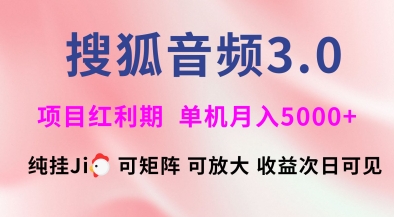 搜狐音频挂ji3.0.可矩阵可放大,独家技术,稳定月入5000+【揭秘】-第一资源库