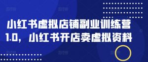 小红书虚拟店铺副业训练营1.0，小红书开店卖虚拟资料-第一资源库
