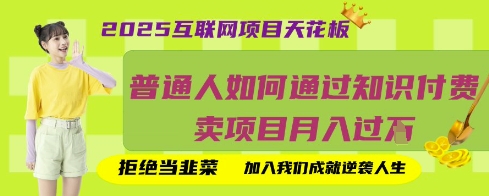 2025互联网项目天花板，普通人如何通过知识付费卖项目月入过W，拒绝当韭菜【揭秘】-第一资源库