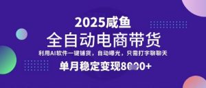 全网首发【闲鱼全自动电商带货】三年磨一剑，一朝露锋芒，单月稳定变现8k+【揭秘】-第一资源库