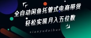全自动闲鱼托管式电商带货，轻松实现月入五位数【揭秘】-第一资源库