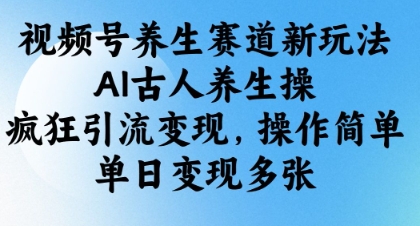 视频号养生赛道新玩法，AI古人养生操，疯狂引流变现，操作简单，单日变现多张-第一资源库