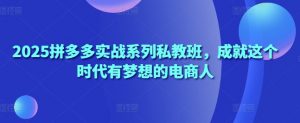 2025拼多多实战系列私教班，成就这个时代有梦想的电商人-第一资源库
