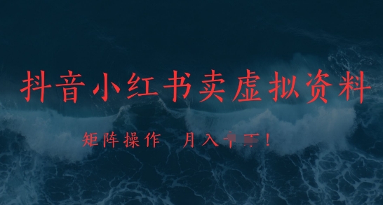 抖音小红书卖虚拟资料，市场需求一直存在，矩阵操作，月入1w+-第一资源库