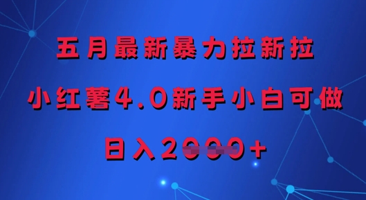 五月最新暴力拉新拉，小红薯4.0新手小白可做，日入多张-第一资源库