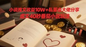 小说推文收益10W+私董会大佬分享，虐文40秒番茄小说玩法-第一资源库