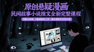 原创悬疑漫画民间故事小说推文全新完整课程, 搭配ai绘画,0基础轻松上手,撸分成和伙伴计划-第一资源库