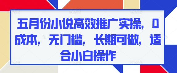 五月份小说高效推广实操,0成本,无门槛,长期可做,适合小白操作-第一资源库