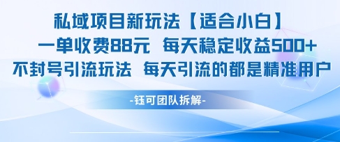 私域项目新玩法【适合小白】 一单收费88.每天稳定收益几张-第一资源库