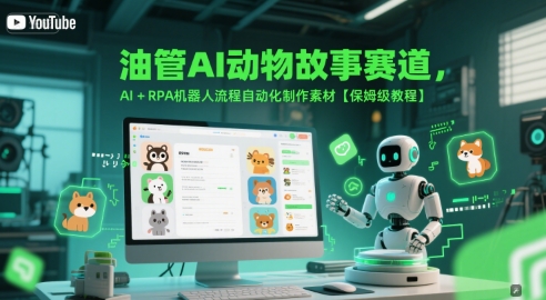 油管AI动物故事赛道,AI+RPA机器人流程自动化制作素材【保姆级教程】-第一资源库