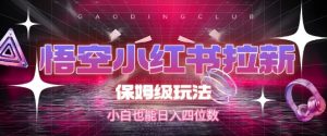 悟空小红书拉新，保姆级玩法，小白也能日入四位数-第一资源库