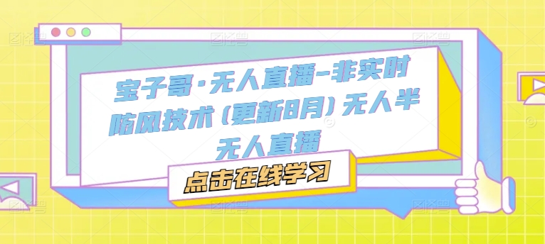 宝子哥·无人直播-非实时防风技术(更新25年6月)无人半无人直播-第一资源库