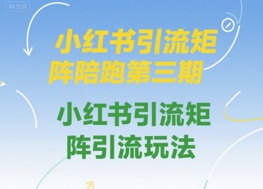 小红书引流矩阵陪跑第三期，小红书引流矩阵引流玩法-第一资源库