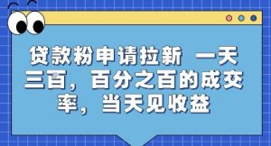 贷款粉申请拉新,一天三张,百分之百的成交率,当天见收益【揭秘】-第一资源库
