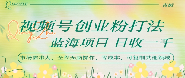 视频号创业粉打法，日入1k，蓝海项目，市场需求大，全程无脑操作，可复制-第一资源库