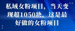 私域女粉项目，当天变现超1k，这是最好做的女粉项目，可放大操作-第一资源库