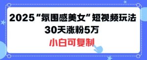不露脸也能火!2025“氛围感美女”短视频玩法,30天涨粉5W小白可复制-第一资源库