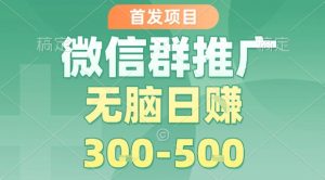 首发项目，微信群推广，一天15单，每单利润10米，无脑日入3-5张【揭秘】-第一资源库