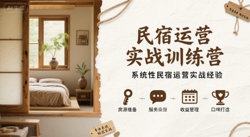 民宿运营实战训练营，系统性民宿运营实战经验-第一资源库