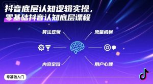 抖音底层认知逻辑实操，零基础抖音认知底层课程-第一资源库