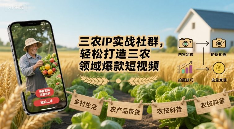 三农IP实战社群，轻松打造三农领域爆款短视频-第一资源库