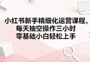 小红书新手精细化运营课程,每天抽空操作三小时,零基础小白轻松上手-第一资源库