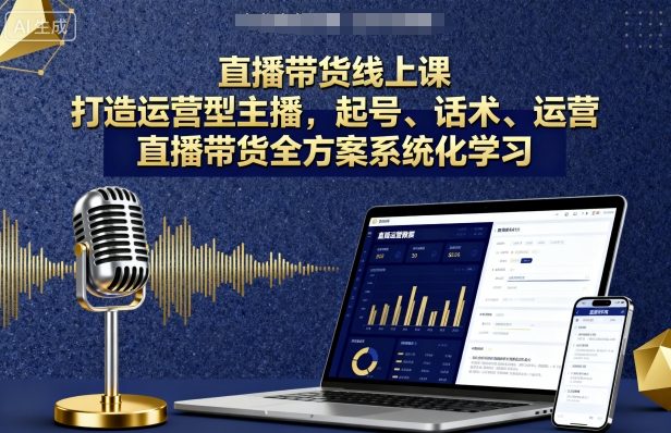 直播带货线上课，打造运营型主播，起号、话术、运营，直播带货全方案系统化学习-第一资源库
