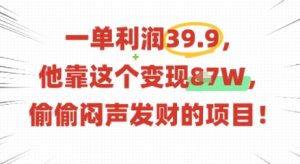 一单利润39.9，有人靠这个变现几十个，偷偷闷声发财的项目-第一资源库