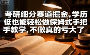 考研细分赛道掘金，日入1k+，学历低也能轻松做保姆式手把手教学，不做真的亏大了【揭秘】-第一资源库