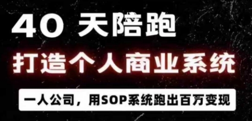 40天陪跑打造个人商业系统，一人公司，用SOP系统跑出百W变现-第一资源库