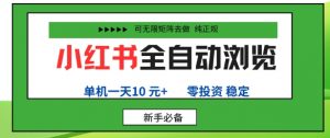 小红书全自动浏览项目,零投资,全程手机去跑,单账号一天10米+,可无限矩阵去做【揭秘】-第一资源库