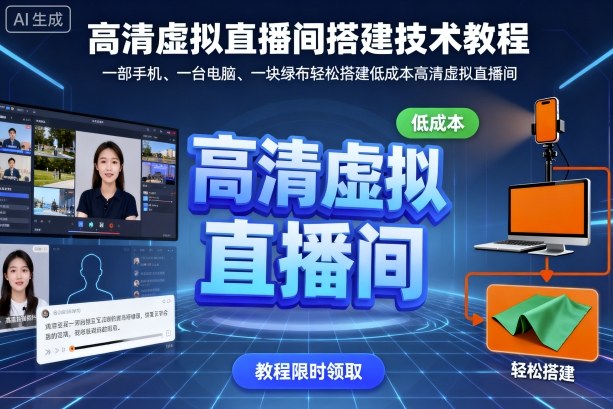 高清虚拟直播间搭建技术教程,一部手机、一台电脑、一块绿布轻松搭建低成本高清虚拟直播间-第一资源库