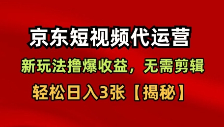 京东短视频带货,新玩法撸爆收益,无需剪辑,无需选品,轻松日入3张【揭秘】-第一资源库