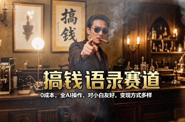 搞钱语录赛道，0成本，全AI操作，对小白友好，变现方式多样-第一资源库