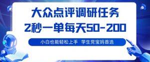 大众点评调研，电脑任务，2秒一单每天50-2张，学生党宝妈首选【揭秘】-第一资源库