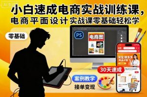 小白速成电商实战训练课，电商平面设计实战课零基础轻松学-第一资源库