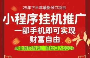 一部手机即可实现财富自由，微信小程序推广最新玩法教学，操作简单容易上手【揭秘】-第一资源库