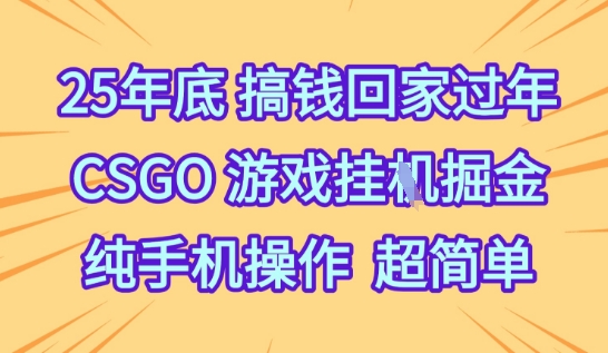25年底搞钱回家过年,CSGO游戏挂G掘金,纯手机操作超简单【揭秘】-第一资源库