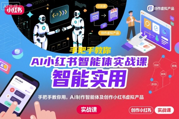 AI小红书智能体实战课，手把手教你用AI制作智能体及创作小红书虚拟产品，提效+内容商业化-第一资源库