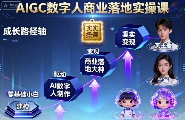 AIGC数字人商业落地实操课，从零基础小白到AI数字人大神-第一资源库