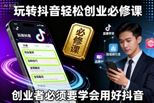 玩转抖音轻松创业必修课，创业者必须要学会用好抖音-第一资源库