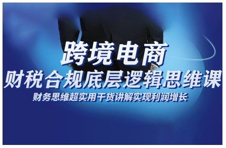跨境电商财稅合规底层逻辑思维课,财务思维超实用于货讲解实现利润增长-第一资源库