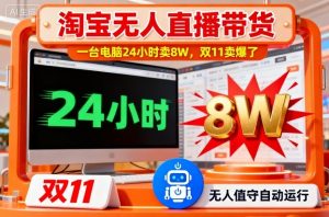 淘宝无人直播带货,一台电脑214小时卖8W,双11卖爆了【揭秘】-第一资源库