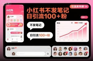 引流系列课14：小红书不发笔记日引流100+粉-第一资源库