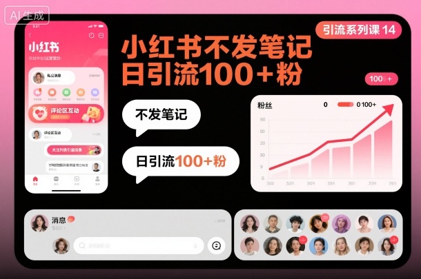 引流系列课14：小红书不发笔记日引流100+粉-第一资源库