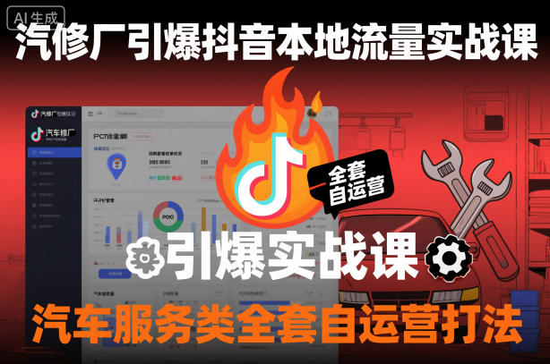 汽修厂引爆抖音本地流量实战课，汽车服务类全套自运营打法-第一资源库