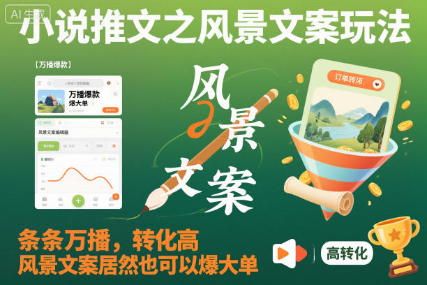 小说推文之风景文案玩法,条条万播,转化高,风景文案居然也可以爆大单!-第一资源库