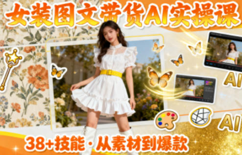 女装图文带货的AI实操课,覆盖38个实用技能,快速提升素材制作效率-第一资源库
